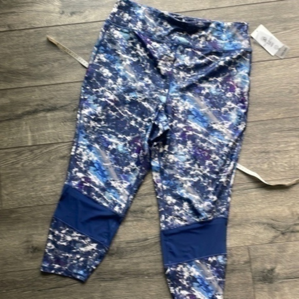 NWT Nine West leggings blue purple marbled athletic work out size 3X